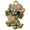 Crystal Zinc alloy Pendant, Fashion jewelry findings, Many colors for choice, animal 16x24mm, Sold By PC