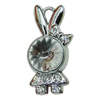 Crystal Zinc alloy Pendant, Fashion jewelry findings, Many colors for choice, animal 13x27mm, Sold By PC
