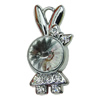 Crystal Zinc alloy Pendant, Fashion jewelry findings, Many colors for choice, animal 13x27mm, Sold By PC