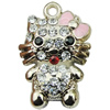 Crystal Zinc alloy Pendant, Fashion jewelry findings, Many colors for choice, animal 15x25mm, Sold By PC