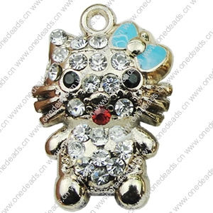 Crystal Zinc alloy Pendant, Fashion jewelry findings, Many colors for choice, animal 15x25mm, Sold By PC