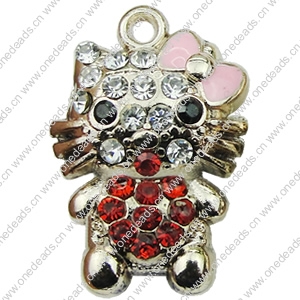 Crystal Zinc alloy Pendant, Fashion jewelry findings, Many colors for choice, animal 15x25mm, Sold By PC