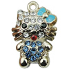 Crystal Zinc alloy Pendant, Fashion jewelry findings, Many colors for choice, animal 15x25mm, Sold By PC