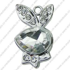 Crystal Zinc alloy Pendant, Fashion jewelry findings, Many colors for choice, animal 16x26mm, Sold By PC