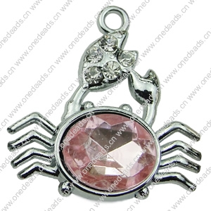 Crystal Zinc alloy Pendant, Fashion jewelry findings, Many colors for choice, animal 25x27mm, Sold By PC