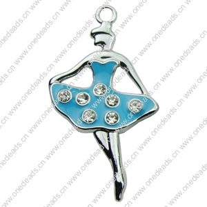Crystal Zinc alloy Pendant, Fashion jewelry findings, Many colors for choice, 20x37mm, Sold By PC