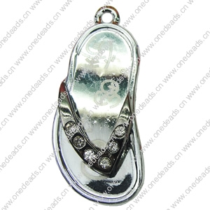 Crystal Zinc alloy Pendant, Fashion jewelry findings, Many colors for choice, shoes 17x37mm, Sold By PC