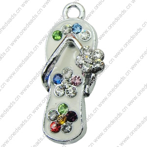 Crystal Zinc alloy Pendant, Fashion jewelry findings, Many colors for choice,shoes 13x29mm, Sold By PC