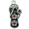 Crystal Zinc alloy Pendant, Fashion jewelry findings, Many colors for choice,shoes 13x29mm, Sold By PC