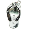 Crystal Zinc alloy Pendant, Fashion jewelry findings, Many colors for choice,shoes 15x29mm, Sold By PC