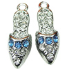 Crystal Zinc alloy Pendant, Fashion jewelry findings, Many colors for choice,shoes 8x27mm, Sold By PC