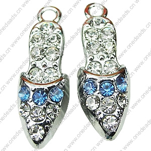 Crystal Zinc alloy Pendant, Fashion jewelry findings, Many colors for choice,shoes 8x27mm, Sold By PC