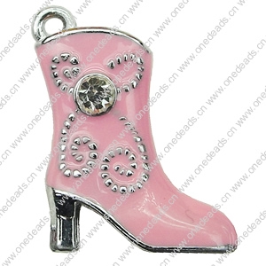 Crystal Zinc alloy Pendant, Fashion jewelry findings, Many colors for choice,shoes 17x22mm, Sold By PC