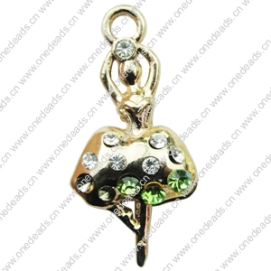 Crystal Zinc alloy Pendant, Fashion jewelry findings, Many colors for choice, 15x31mm, Sold By PC