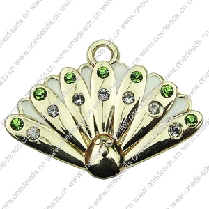 Crystal Zinc alloy Pendant, Fashion jewelry findings, Many colors for choice, Fan 24x33mm, Sold By PC
