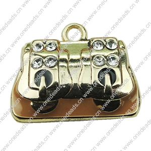 Crystal Zinc alloy Pendant, Fashion jewelry findings, Many colors for choice, Handbag 17x22mm, Sold By PC