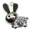 Crystal Zinc alloy Pendant, Fashion jewelry findings, Many colors for choice, Animal 24x27mm, Sold By PC