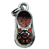 Crystal Zinc alloy Pendant, Fashion jewelry findings, Many colors for choice, shoes 10x23x10mm, Sold By PC
