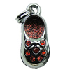 Crystal Zinc alloy Pendant, Fashion jewelry findings, Many colors for choice, shoes 10x23x10mm, Sold By PC