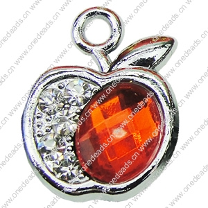 Crystal Zinc alloy Pendant, Fashion jewelry findings, Many colors for choice, Fruit 14x20mm, Sold By PC