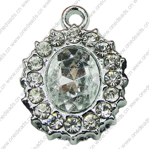 Crystal Zinc alloy Pendant, Fashion jewelry findings, Many colors for choice, Flat oval 22x16mm, Sold By PC