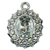 Crystal Zinc alloy Pendant, Fashion jewelry findings, Many colors for choice, Flat oval 22x16mm, Sold By PC