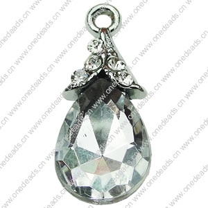 Crystal Zinc alloy Pendant, Fashion jewelry findings, Many colors for choice, Teardrop 24x10mm, Sold By PC