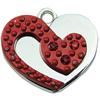 Crystal Zinc alloy Pendant, Fashion jewelry findings, Many colors for choice, Heart 20x22mm, Sold By PC