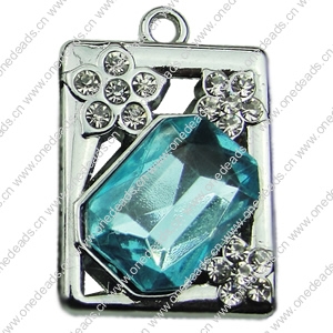 Crystal Zinc alloy Pendant, Fashion jewelry findings, Many colors for choice, Rectangle 18x26mm, Sold By PC
