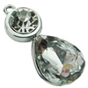 Crystal Zinc alloy Pendant, Fashion jewelry findings, Many colors for choice, Teardorp 14x34mm, Sold By PC
