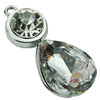 Crystal Zinc alloy Pendant, Fashion jewelry findings, Many colors for choice, Teardorp 14x34mm, Sold By PC