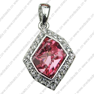 Crystal Zinc alloy Pendant, Fashion jewelry findings, Many colors for choice, Diamond 25x19mm, Sold By PC
