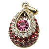 Crystal Zinc alloy Pendant, Fashion jewelry findings, Many colors for choice, Teardorp 25x16mm, Sold By PC
