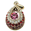 Crystal Zinc alloy Pendant, Fashion jewelry findings, Many colors for choice, Teardorp 25x16mm, Sold By PC