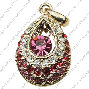 Crystal Zinc alloy Pendant, Fashion jewelry findings, Many colors for choice, Teardorp 25x16mm, Sold By PC
