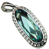 Crystal Zinc alloy Pendant, Fashion jewelry findings, Many colors for choice, Flat oval 28x12mm, Sold By PC