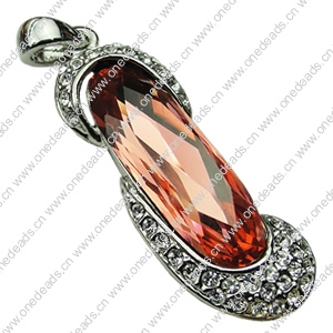Crystal Zinc alloy Pendant, Fashion jewelry findings, Many colors for choice, Flat oval 14x37mm, Sold By PC