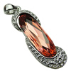 Crystal Zinc alloy Pendant, Fashion jewelry findings, Many colors for choice, Flat oval 14x37mm, Sold By PC