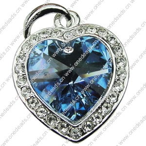 Crystal Zinc alloy Pendant, Fashion jewelry findings, Many colors for choice, Heart 19x20mm, Sold By PC