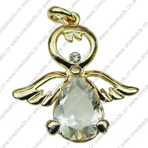 Crystal Zinc alloy Pendant, Fashion jewelry findings, Many colors for choice, Angel 27x30mm, Sold By PC