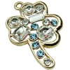 Crystal Zinc alloy Pendant, Fashion jewelry findings, Many colors for choice, Flower 25x40mm, Sold By PC