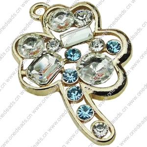 Crystal Zinc alloy Pendant, Fashion jewelry findings, Many colors for choice, Flower 25x40mm, Sold By PC