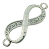 Crystal Zinc alloy Connector, Fashion jewelry findings, Many colors for choice, 37x13mm, Sold By PC
