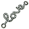 Crystal Zinc alloy Connector, Fashion jewelry findings, Many colors for choice, 39x11mm, Sold By PC
