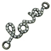 Crystal Zinc alloy Connector, Fashion jewelry findings, Many colors for choice, 39x11mm, Sold By PC