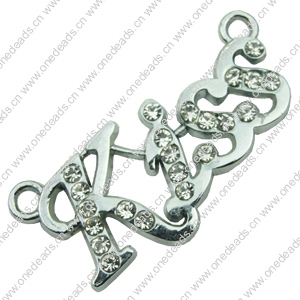 Crystal Zinc alloy Connector, Fashion jewelry findings, Many colors for choice, 36x15mm, Sold By PC