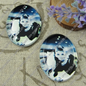 Glass Cabochons, Fashion accessories For settings, 30x40mm,Sold by PC