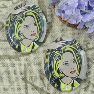 Glass Cabochons, Fashion accessories For settings,20x30mm, Sold by PC