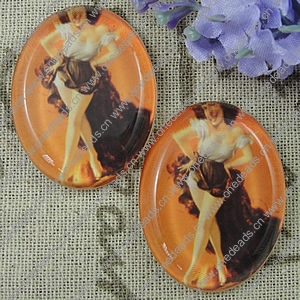 Glass Cabochons, Fashion accessories For settings, 30x40mm,Sold by PC