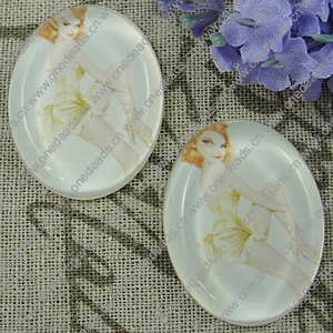 Glass Cabochons, Fashion accessories For settings, 30x40mm,Sold by PC